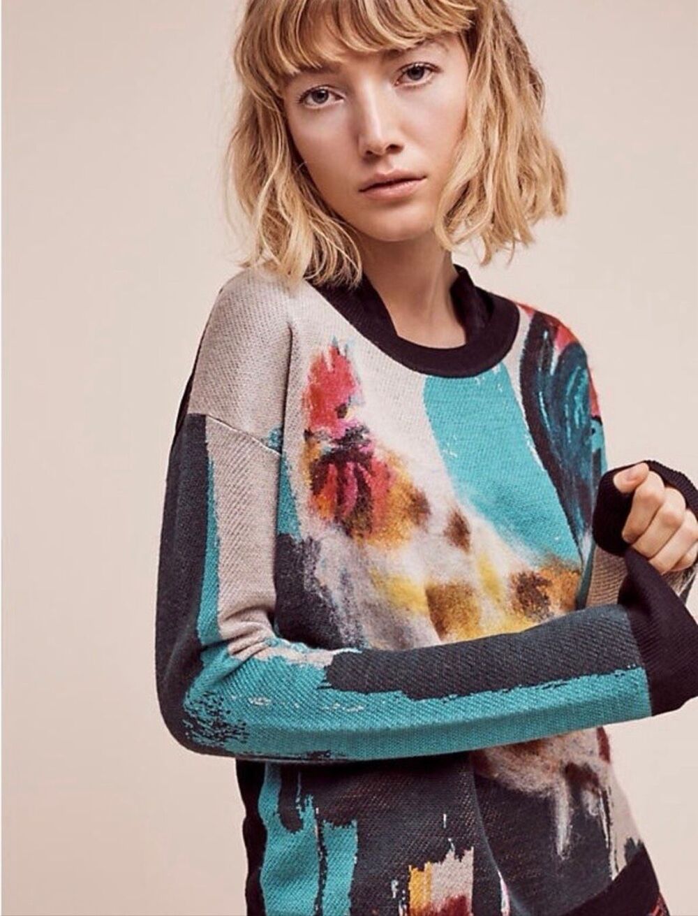 Anthropologie x Lauren Carlson Walcott Farm Animal Pullover Size Small - Picture 2 of 11